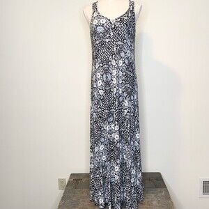 Artisan NY Floral Print Boho Artsy Stretch Maxi Dress Small